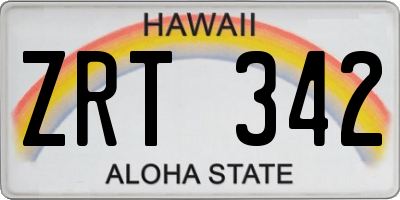 HI license plate ZRT342