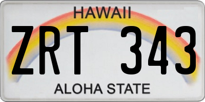 HI license plate ZRT343