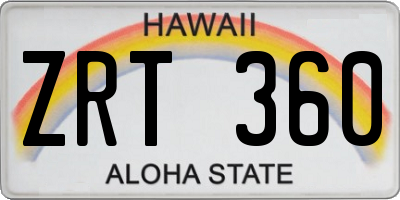 HI license plate ZRT360