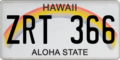 HI license plate ZRT366