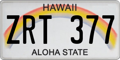 HI license plate ZRT377