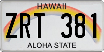 HI license plate ZRT381