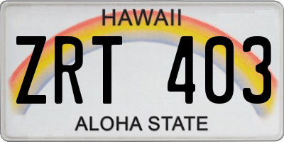 HI license plate ZRT403