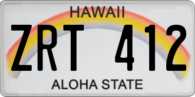 HI license plate ZRT412