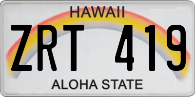 HI license plate ZRT419