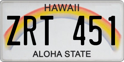HI license plate ZRT451