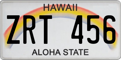 HI license plate ZRT456