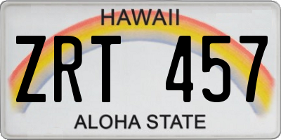 HI license plate ZRT457