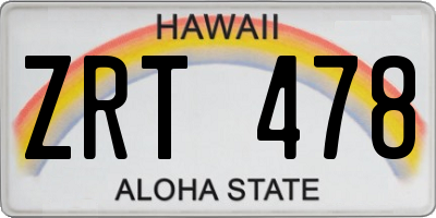 HI license plate ZRT478