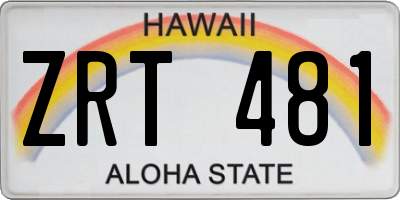 HI license plate ZRT481
