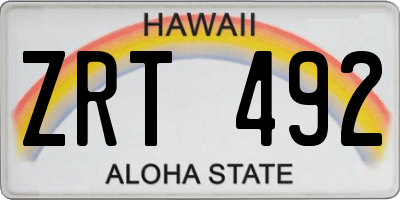 HI license plate ZRT492