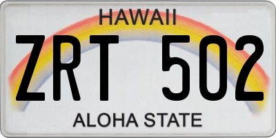 HI license plate ZRT502