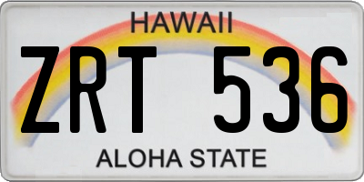 HI license plate ZRT536