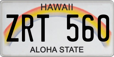 HI license plate ZRT560