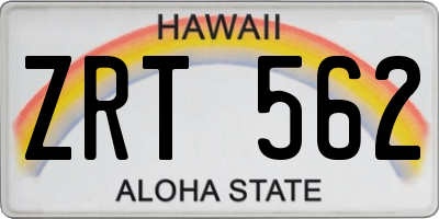 HI license plate ZRT562
