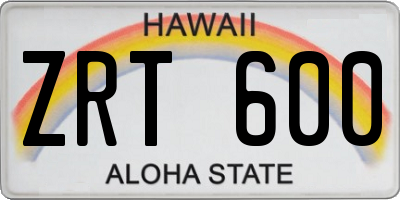 HI license plate ZRT600