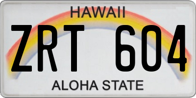 HI license plate ZRT604
