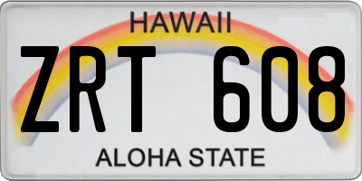 HI license plate ZRT608
