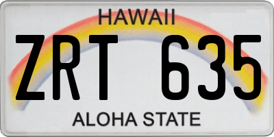 HI license plate ZRT635