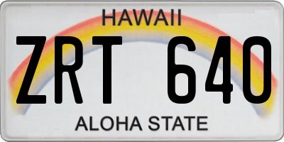 HI license plate ZRT640