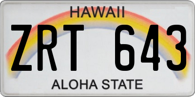 HI license plate ZRT643