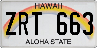 HI license plate ZRT663