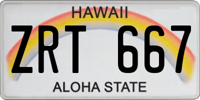 HI license plate ZRT667