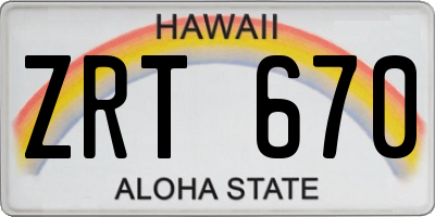 HI license plate ZRT670