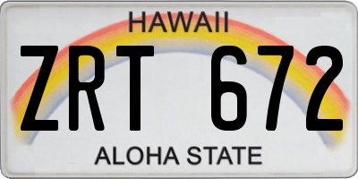 HI license plate ZRT672