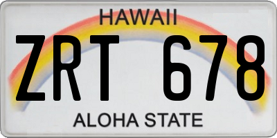 HI license plate ZRT678