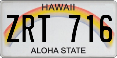 HI license plate ZRT716