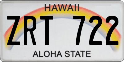 HI license plate ZRT722