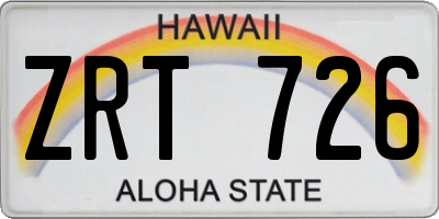 HI license plate ZRT726