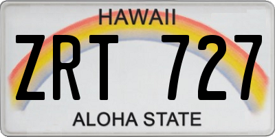 HI license plate ZRT727