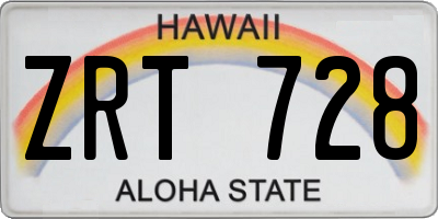 HI license plate ZRT728