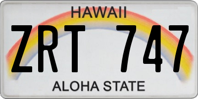 HI license plate ZRT747