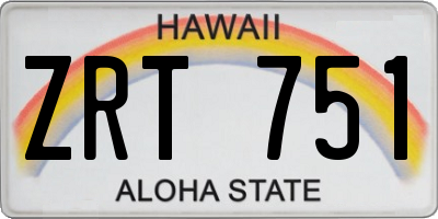 HI license plate ZRT751