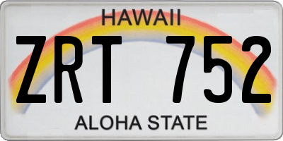 HI license plate ZRT752