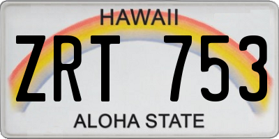 HI license plate ZRT753