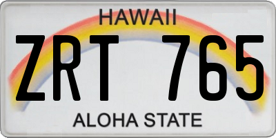 HI license plate ZRT765