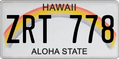 HI license plate ZRT778