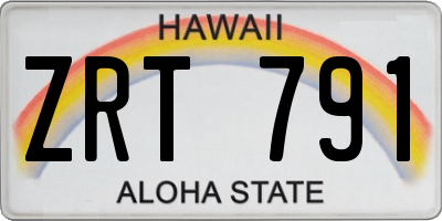 HI license plate ZRT791