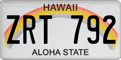HI license plate ZRT792
