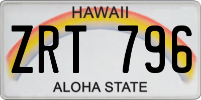 HI license plate ZRT796