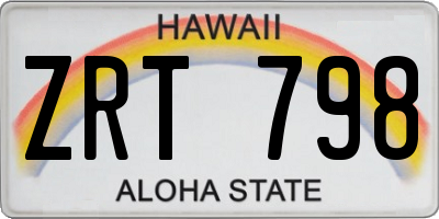 HI license plate ZRT798