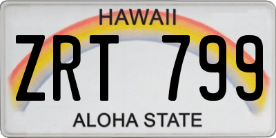 HI license plate ZRT799