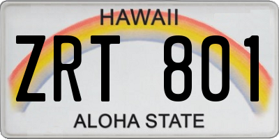 HI license plate ZRT801