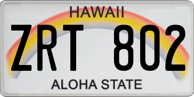 HI license plate ZRT802