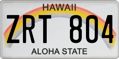 HI license plate ZRT804
