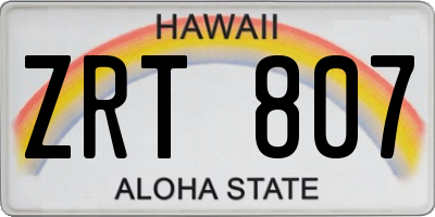 HI license plate ZRT807